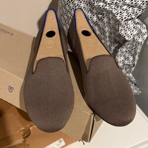 Rothy's Chocolate Brown Loafers with Cobalt Highlights